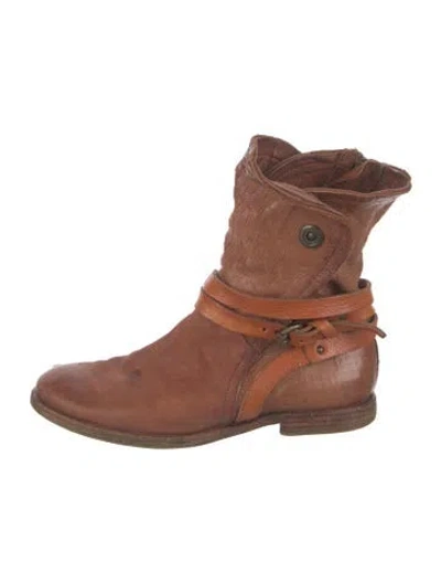 Pre-owned A.s. 98 Leather Moto Boots In Brown