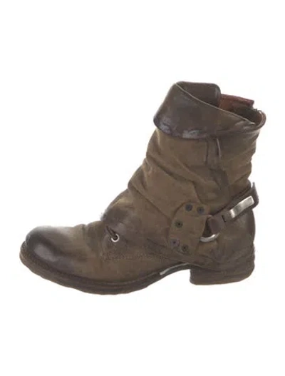Pre-owned A.s. 98 Leather Moto Boots In Brown