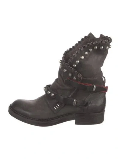 Pre-owned A.s. 98 Leather Moto Boots In Brown