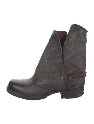 Pre-owned A.s. 98 Leather Moto Boots In Gray