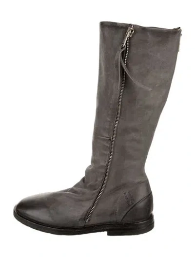 Pre-owned A.s. 98 Leather Moto Boots In Grey