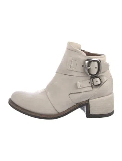 Pre-owned A.s. 98 Leather Moto Boots In Neutral