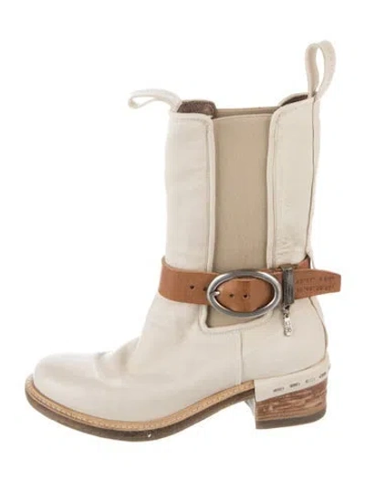 Pre-owned A.s. 98 Leather Moto Boots In Neutrals
