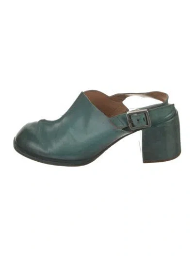 Pre-owned A.s. 98 Leather Mules In Green