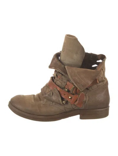 Pre-owned A.s. 98 Leather Patterned Boots In Brown
