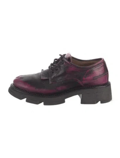 Pre-owned A.s. 98 Leather Printed Flats In Black