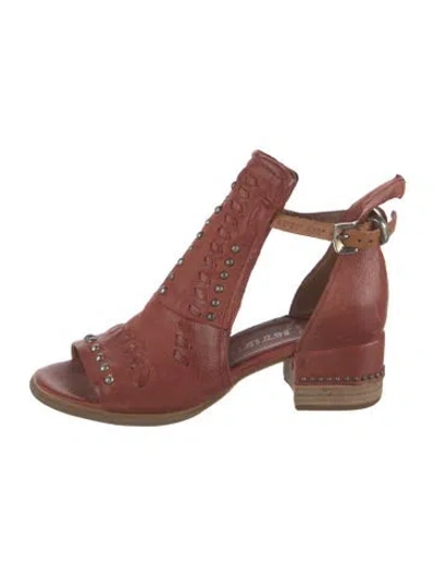 Pre-owned A.s. 98 Leather Studded Accents Sandals In Red