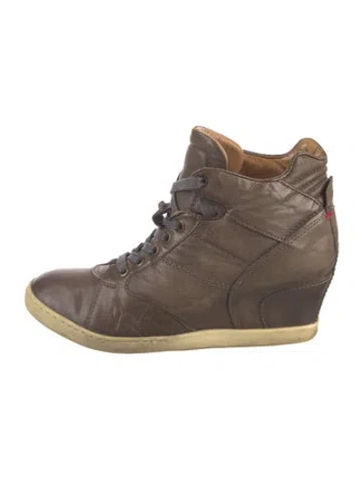 Pre-owned A.s. 98 Leather Wedge Sneakers In Brown