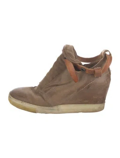Pre-owned A.s. 98 Leather Wedge Sneakers In Brown/neutrals