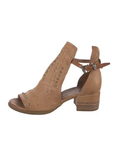 Pre-owned A.s. 98 Leather Whipstitch Trim Sandals In Neutrals