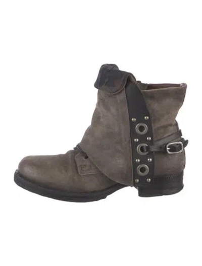 Pre-owned A.s. 98 Suede Camouflage Print Moto Boots In Multicolor