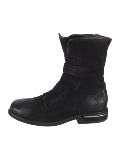 Pre-owned A.s. 98 Suede Moto Boots In Black