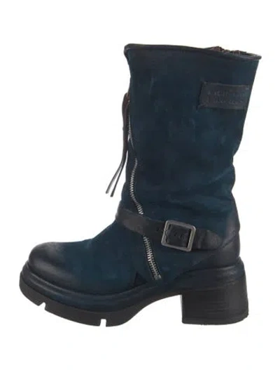 Pre-owned A.s. 98 Suede Moto Boots In Blue