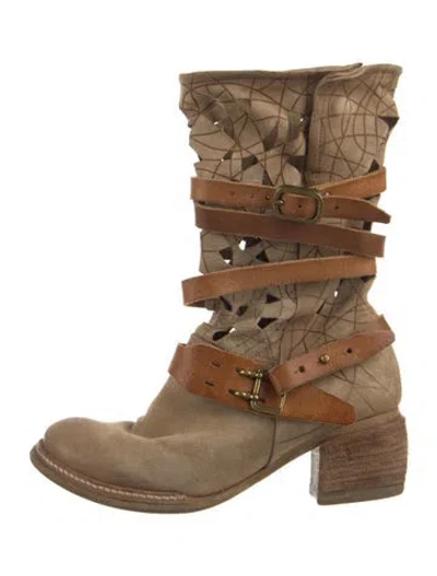 Pre-owned A.s. 98 Suede Moto Boots In Brown