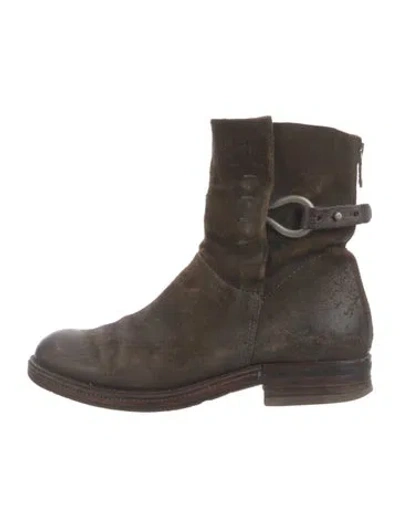 Pre-owned A.s. 98 Suede Moto Boots In Brown