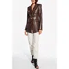 As By Df Beck Recycled Leather Double-breasted Blazer In Mahogany