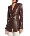 As By Df Beck Recycled Leather Double-breasted Blazer In Mahogany