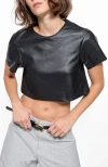 As By Df Beck Upcycled Leather Tee In Black