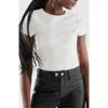 As By Df Brando Stretch Leather Tee In Yellow