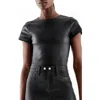 As By Df Brando Stretch Leather Tee In Black