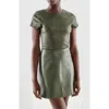 As By Df Brando Stretch Leather Tee In Military Green