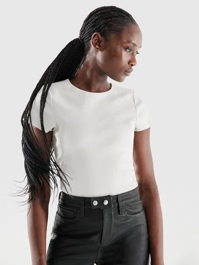 As By Df Brando Stretch Leather Tee In White