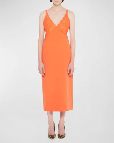 As By Df Calabria Twill Midi Dress In Orange