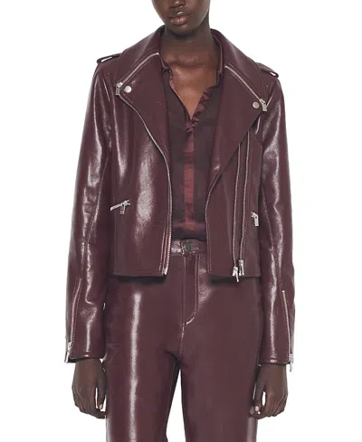 As By Df Cindy Recycled Leather Jacket In Burgundy