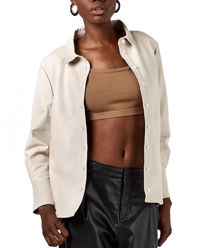 As By Df Cindy Recycled Leather Shacket In Buttercream
