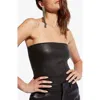 As By Df Cinematique Stretch Leather Bustier In Black