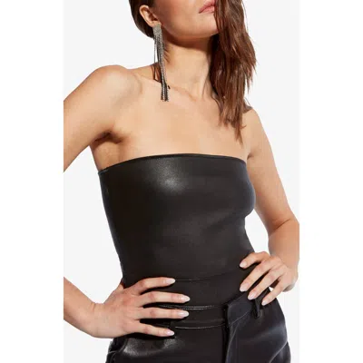 As By Df Cinematique Stretch Leather Bustier In Black