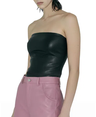 As By Df Cinematique Stretch Leather Bustier In Black