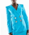 As By Df Claude Recycled Vegan Leather Blazer In Fiji Blue
