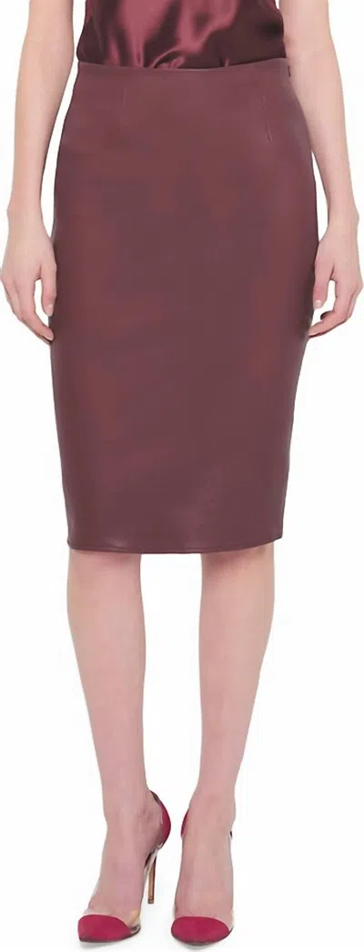 As By Df Claude Stretch Leather Midi Skirt In Wine In Pink