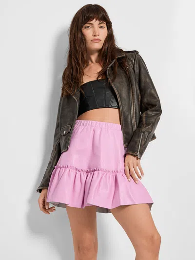 As By Df Clementine Recycled Leather Skirt In Pink