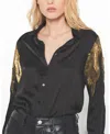 As By Df Collins Embellished Button-front Blouse In Black