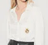 As By Df Corazon Beaded Satin Blouse In White