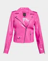As By Df Cult Recycled Leather Fitted Jacket In Hot Pink