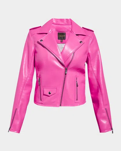 As By Df Cult Recycled Leather Fitted Jacket In Hot Pink