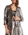 As By Df Cult Upcycled Leather Moto Jacket In Gunmetal