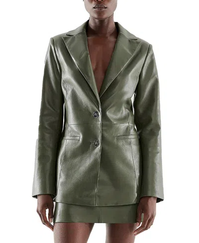 As By Df Dallas Recycled Leather Blazer In Military Green