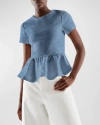 As By Df Dominga Denim Peplum Top In Denim