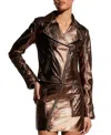 As By Df Elodie Upcycled Leather Moto Jacket In Bronze