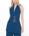 As By Df Finn Longline Halter Vest In Navy Blue
