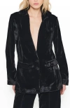 As By Df Fiona Velvet Boyfriend Blazer In Black
