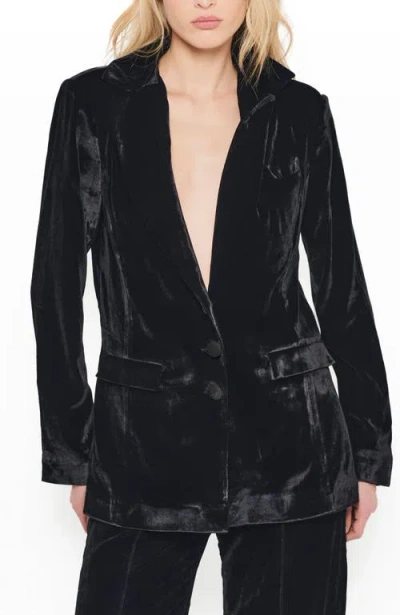As By Df Fiona Velvet Boyfriend Blazer In Black