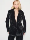 As By Df Fiona Velvet Boyfriend Blazer In Black