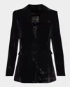 As By Df Fiona Velvet Boyfriend Blazer In Black