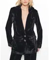 As By Df Fiona Velvet Boyfriend Blazer In Black