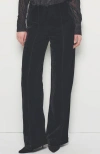 As By Df Fiona Velvet Straight Leg Trousers In Black